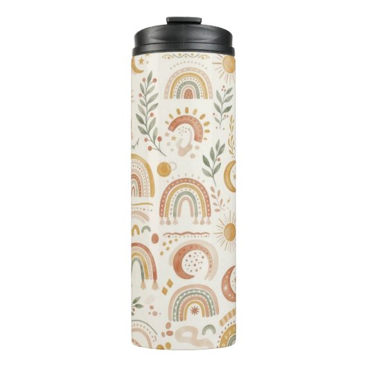 Aangepaste naam Boho regenboog & botanische reis t Thermosbeker (Voorkant)