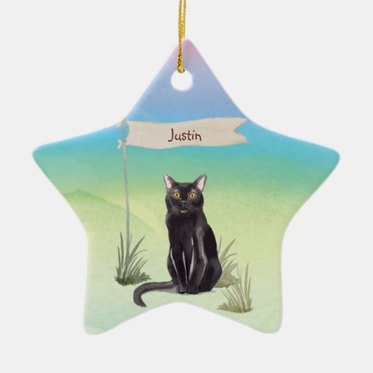 Aangepaste naam bombay Cat Pet Keramisch Ornament (Voorkant)