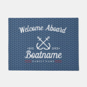 Aangepaste naam boot Navy Blue Nautical breit Deurmat (Voorkant)