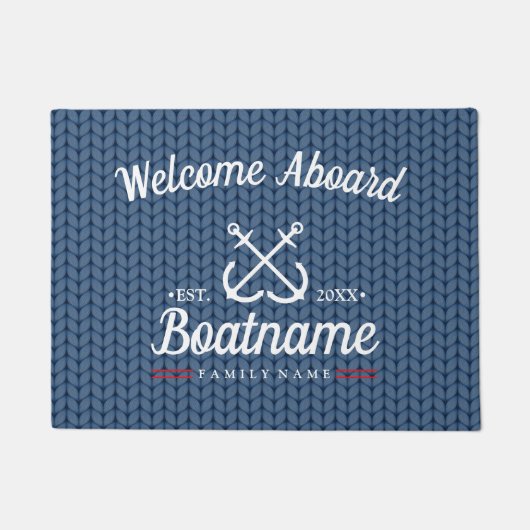 Aangepaste naam boot Navy Blue Nautical breit Deurmat (Voorkant)