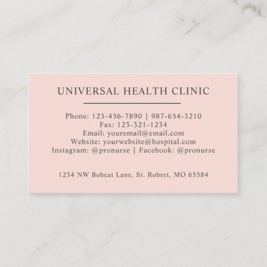 Aangepaste naam Bord pastel roze wit zwart monogra Visitekaartje (Achterkant)