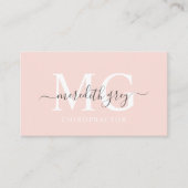 Aangepaste naam Bord pastel roze wit zwart monogra Visitekaartje (Voorkant)