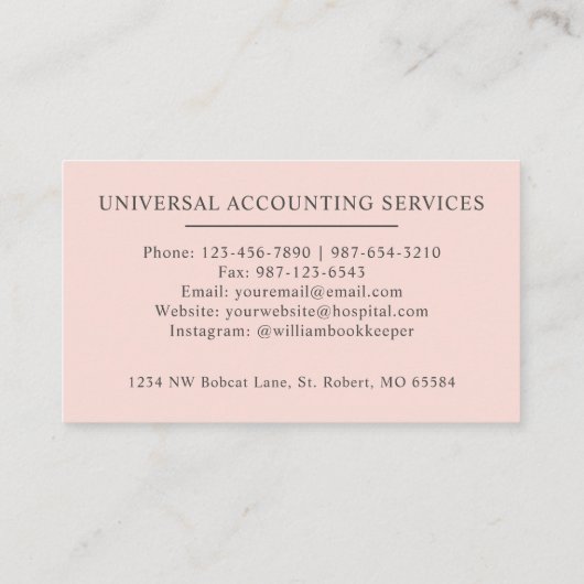 Aangepaste naam Bord pastel roze wit zwart monogra Visitekaartje (Achterkant)