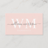 Aangepaste naam Bord pastel roze wit zwart monogra Visitekaartje (Voorkant)