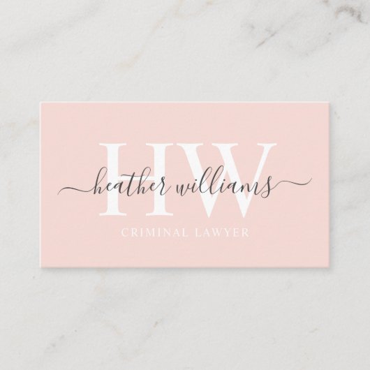 Aangepaste naam Bord pastel roze wit zwart monogra Visitekaartje (Voorkant)
