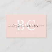 Aangepaste naam Bord pastel roze wit zwart monogra Visitekaartje (Voorkant)