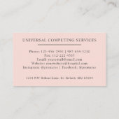 Aangepaste naam Bord pastel roze wit zwart monogra Visitekaartje (Achterkant)