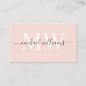 Aangepaste naam Bord pastel roze wit zwart monogra Visitekaartje (Voorkant)