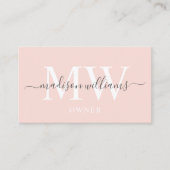 Aangepaste naam Bord Perzik Roze Wit Zwart Monogra Visitekaartje (Voorkant)