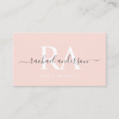 Aangepaste naam Bord Perzik Roze Wit Zwart Monogra Visitekaartje (Voorkant)