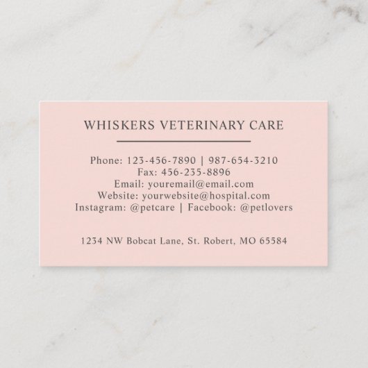 Aangepaste naam Bord Perzik Roze Wit Zwart Monogra Visitekaartje (Achterkant)