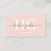 Aangepaste naam Bord Perzik Roze Wit Zwart Monogra Visitekaartje (Voorkant)