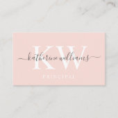 Aangepaste naam Bord Perzik Roze Wit Zwart Monogra Visitekaartje (Voorkant)