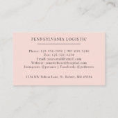 Aangepaste naam Bord Perzik Roze Wit Zwart Monogra Visitekaartje (Achterkant)