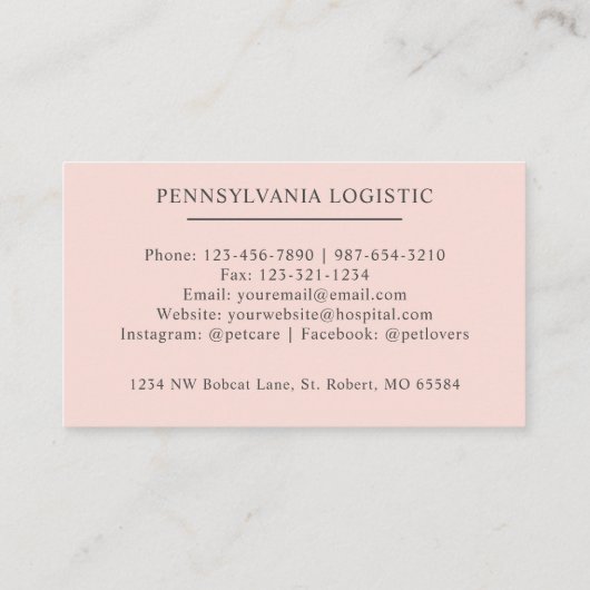 Aangepaste naam Bord Perzik Roze Wit Zwart Monogra Visitekaartje (Achterkant)