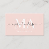 Aangepaste naam Bord Perzik Roze Wit Zwart Monogra Visitekaartje (Voorkant)