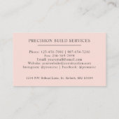 Aangepaste naam Bord Perzik Roze Wit Zwart Monogra Visitekaartje (Achterkant)