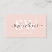 Aangepaste naam Bord Perzik Roze Wit Zwart Monogra Visitekaartje (Voorkant)