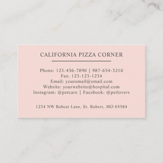 Aangepaste naam Bord Perzik Roze Wit Zwart Monogra Visitekaartje (Achterkant)