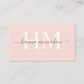 Aangepaste naam Bord Perzik Roze Wit Zwart Monogra Visitekaartje (Voorkant)