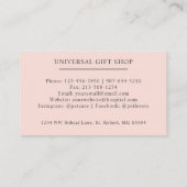 Aangepaste naam Bord Perzik Roze Wit Zwart Monogra Visitekaartje (Achterkant)