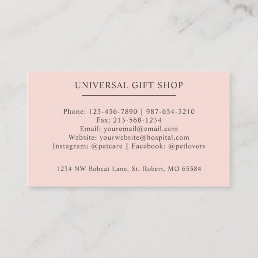 Aangepaste naam Bord Perzik Roze Wit Zwart Monogra Visitekaartje (Achterkant)