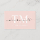 Aangepaste naam Bord Perzik Roze Wit Zwart Monogra Visitekaartje (Voorkant)
