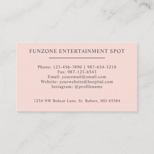 Aangepaste naam Bord Perzik Roze Wit Zwart Monogra Visitekaartje (Achterkant)