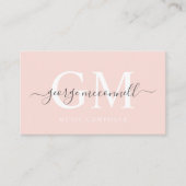 Aangepaste naam Bord Perzik Roze Wit Zwart Monogra Visitekaartje (Voorkant)