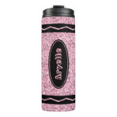 Aangepaste Naam Bord Roze Glitter Crayon Drink Tum Thermosbeker (Voorkant)