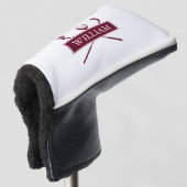 Aangepaste naam bordeauxrode clubs en bal golfheadcover (3/4 voorkant)