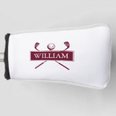 Aangepaste naam bordeauxrode clubs en bal golfheadcover (Voorkant)