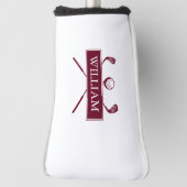 Aangepaste naam bordeauxrode clubs en bal golfheadcover (Draai 90)