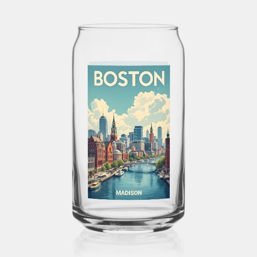 Aangepaste naam Boston Massachusetts Blikvorm Glas (Achterkant)