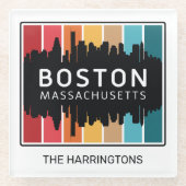 Aangepaste naam Boston Massachusetts Glazen Onderzetter (Voorkant)