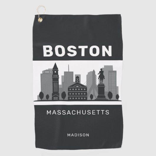 Aangepaste naam Boston Massachusetts Golfhanddoek (Voorkant)