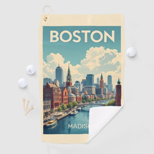 Aangepaste naam Boston Massachusetts Golfhanddoek (Insitu)