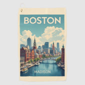 Aangepaste naam Boston Massachusetts Golfhanddoek (Voorkant)