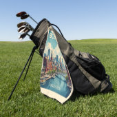 Aangepaste naam Boston Massachusetts Golfhanddoek (Groen)