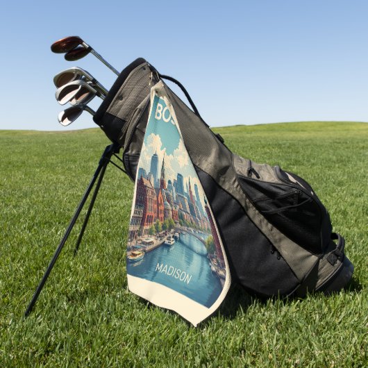Aangepaste naam Boston Massachusetts Golfhanddoek (Groen)