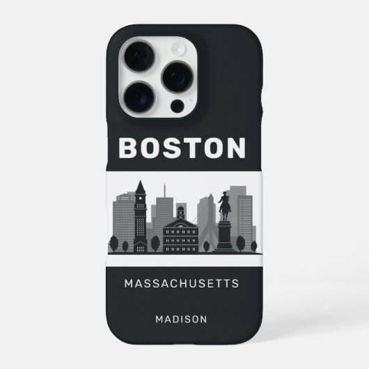 Aangepaste naam Boston Massachusetts iPhone Hoesje (Achterkant)