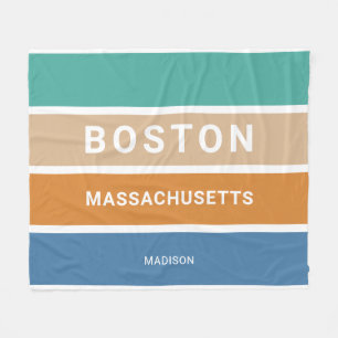 Aangepaste naam Boston Massachusetts / JOUW TEKST Fleece Deken