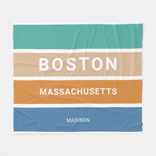 Aangepaste naam Boston Massachusetts / JOUW TEKST Fleece Deken (Voorkant (Horizontaal))