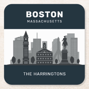 Aangepaste naam Boston Massachusetts Kartonnen Onderzetters