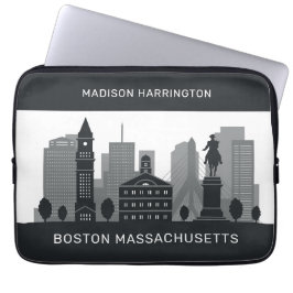 Aangepaste naam Boston Massachusetts Laptop Sleeve
