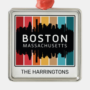 Aangepaste naam Boston Massachusetts Metalen Ornament