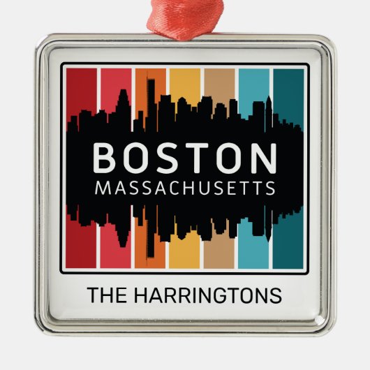 Aangepaste naam Boston Massachusetts Metalen Ornament (Voorkant)
