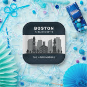 Aangepaste naam Boston Massachusetts Papieren Bordje (Feest)