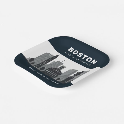 Aangepaste naam Boston Massachusetts Papieren Bordje (Gebogen)