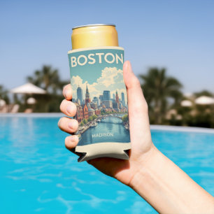 Aangepaste naam Boston Massachusetts Seltzer Blikjeskoeler